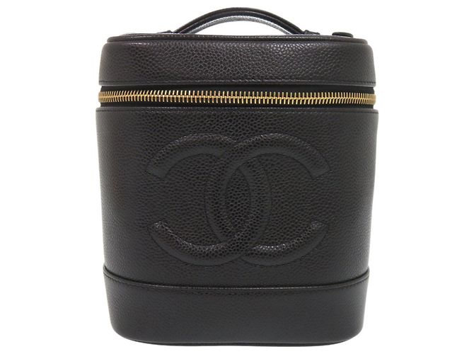 Bolsa Vanity Chanel em couro de bezerro granulado preto