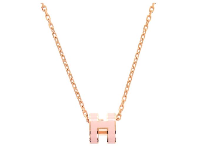Hermès Colar Hermes Pop H Mini Pink Rose Gold Hardware Rosa