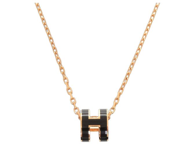 Hermès Collana Hermes Pop H Mini Nera con hardware Rose Gold Nero