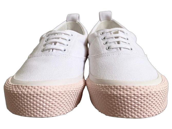 Céline 180° Sneaker Weiß Canvas Rosa Sohle Pink