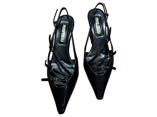 Miu Miu Sandali Slingback in pelle nera 37 Nero