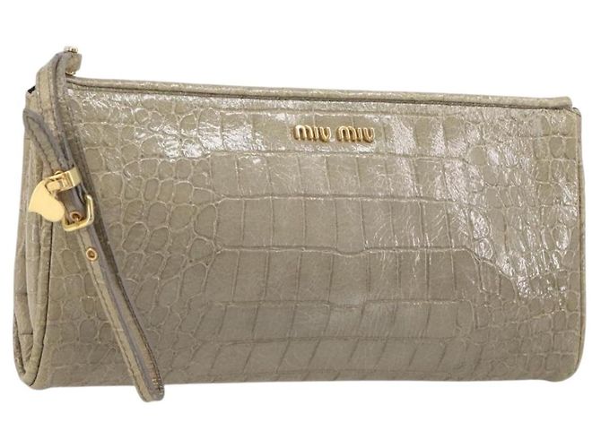 Borsa Clutch Miu Miu Pelle Beige Oro Auth 202018 D'oro