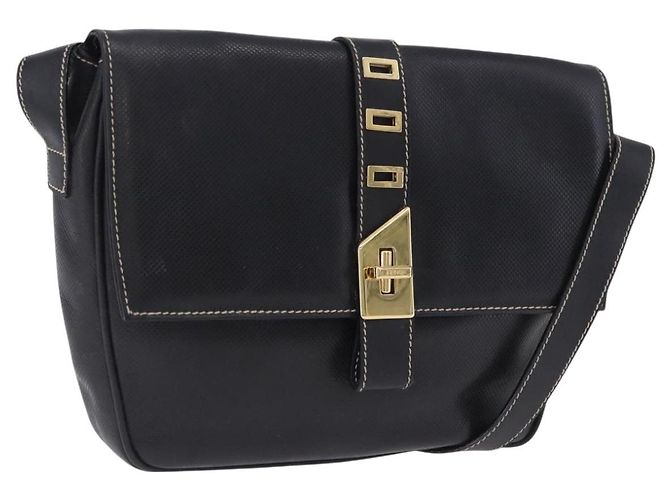 Borsa a tracolla FENDI in pelle nera e oro Auth 200056 Nero D'oro