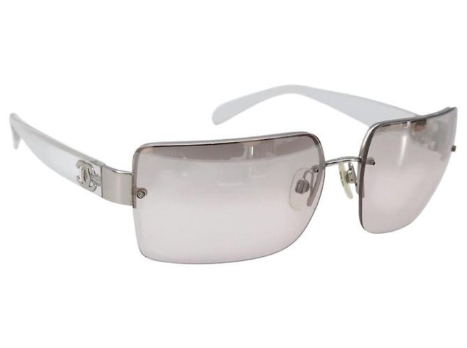 Gafas de sol CHANEL Plastic Silver CC Auth hk4035 Plata