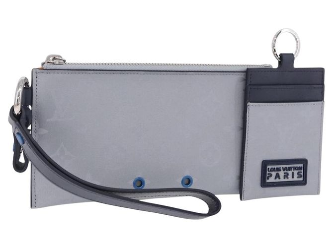 LOUIS VUITTON Monogram Satellite Alpha Pouch Silver M44178 LV Auth 200275V Prata