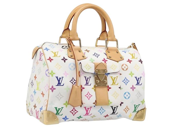LOUIS VUITTON Monogram Multicolor Speedy 30 Hand Bag White M92643 Auth 200161SAV Weiß