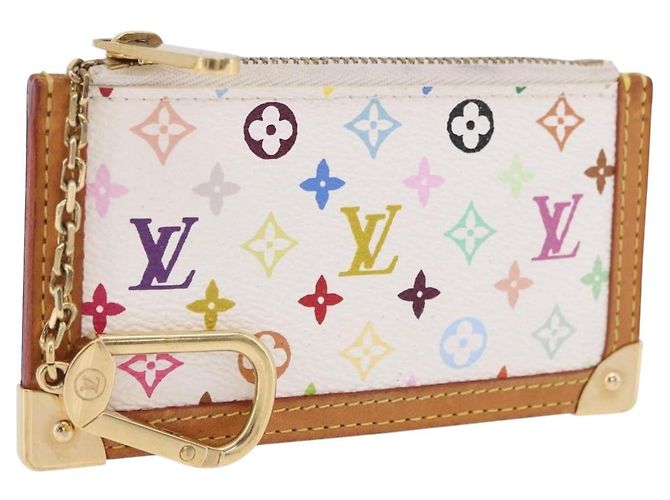 LOUIS VUITTON Multicolor Pochette Cles Coin Purse White M92655 LV Auth 202006A