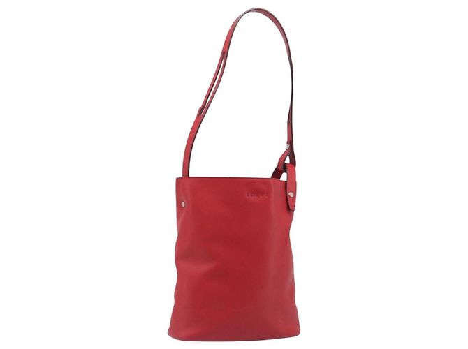 Borsa a tracolla LOEWE in pelle rossa argento Auth bs36952A Rosso