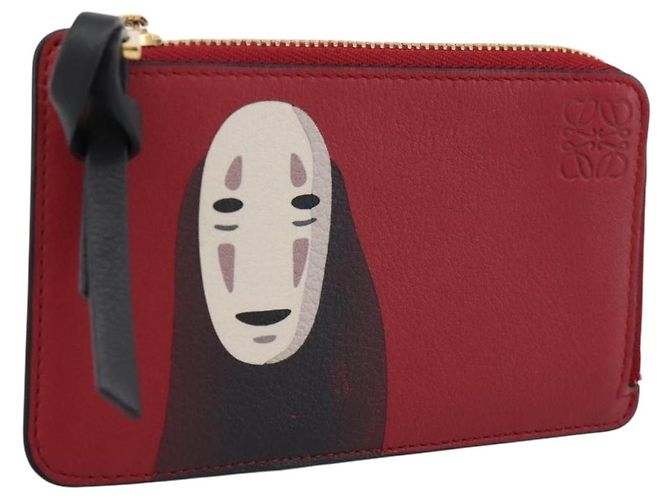 LOEWE x Studio Ghibli Spirited Away No-Face Card Case Leather Red Auth 167558M
