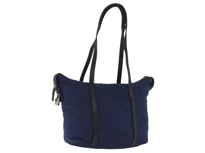 Borsa Tote PRADA Nylon Navy Silver Auth bs34796 Argento Blu navy