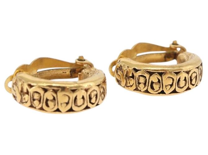 Orecchini CHANEL Metallo Tono Oro CC Auth 197925