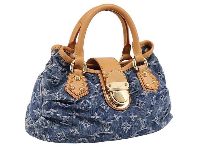 LOUIS VUITTON Monogram Denim Preity Hand Bag Blue M95020 LV Auth 200840SAV