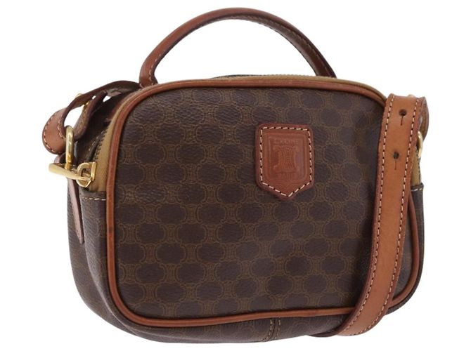 Céline CELINE Macadam Canvas Handtasche PVC Leather 2way Brown Gold Auth 196958 Braun Golden