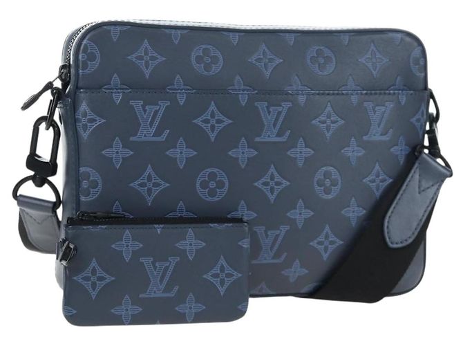 Borsa LOUIS VUITTON Monogram Shadow Danube PM Nera M43681 LV Auth 197487V Blu navy