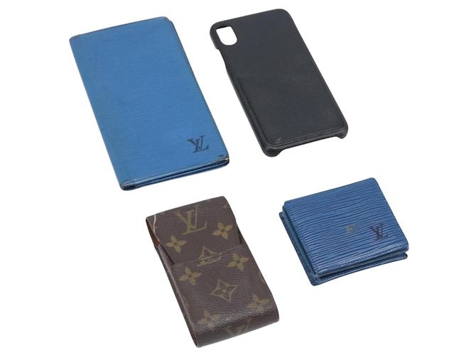 LOUIS VUITTON Epi For iPhone Xs Max Cell Phone Case 4 Set Blue Black Auth 198576 Schwarz Blau Monogramm