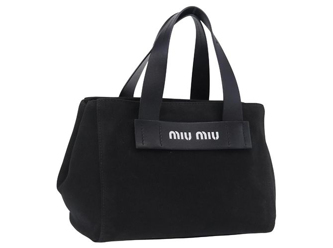 Bolso de mano Miu Miu Canvas Black Gold Tone Auth 202181A Negro
