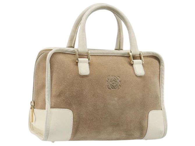 Bolsa de mão LOEWE Amazonas em camurça bege tom dourado Auth 199514A
