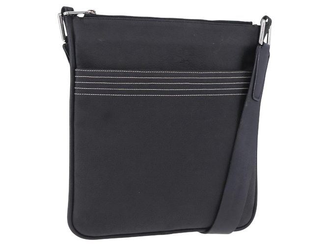 Sac à épaule LOEWE Anagram en cuir noir argent Auth ka5962 Argenté