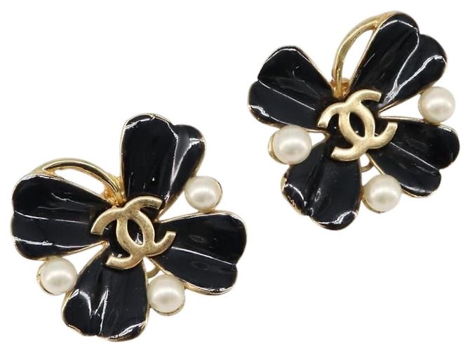 Orecchini CHANEL metallo Gold Tone CC Auth 199960V
