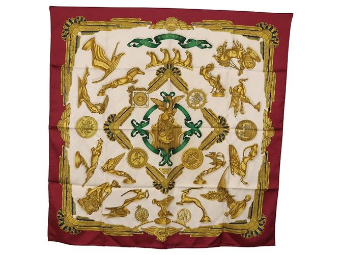 Hermès HERMES Carre 90 Scarf Silk Bordeaux Auth 199240 Bordò