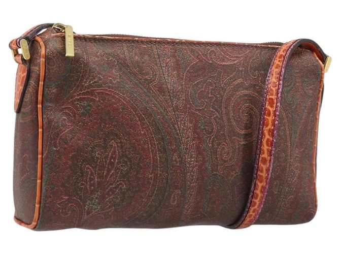 Borsa a tracolla ETRO PVC Canvas Brown Bordeaux Auth 202326V Marrone Bordò