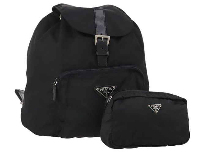 PRADA Set di 2 pochette in nylon Nero Auth 196167