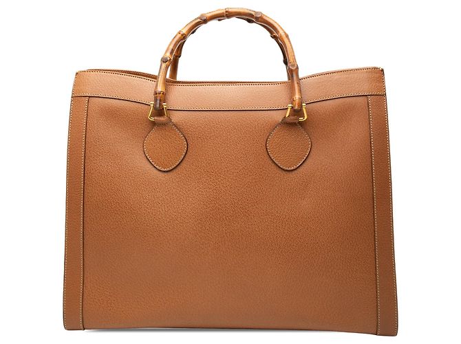 Bamboo Tote Gucci em couro de bezerro marrom com bambu