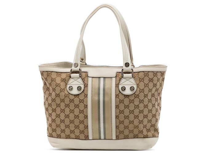 Tote Gucci Small GG Canvas Web Libeccio Sunset Beige
