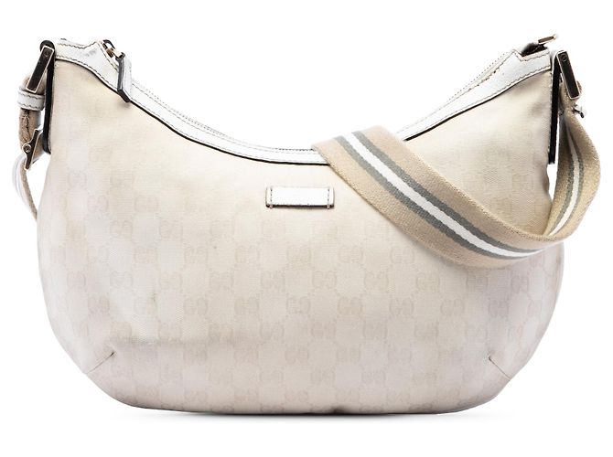 Borsa a tracolla Gucci GG Canvas Web beige