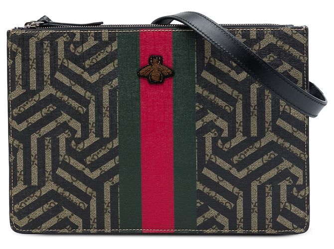 Borsa a tracolla Gucci GG Supreme Caleido Web Bee beige