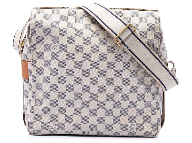 Borsa a tracolla Louis Vuitton Damier Azur Naviglio bianca Bianco