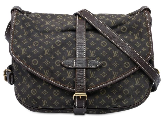 Borsa a tracolla Louis Vuitton Monogram Mini Lin Saumur 30 Marrone