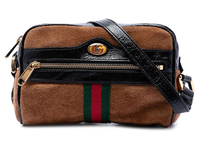 Borsa a Tracolla Mini Suede Web Ophidia Gucci Marrone