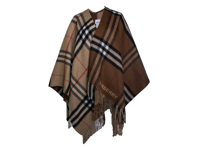 Burberry, Kaschmir-Poncho mit Karomuster Braun