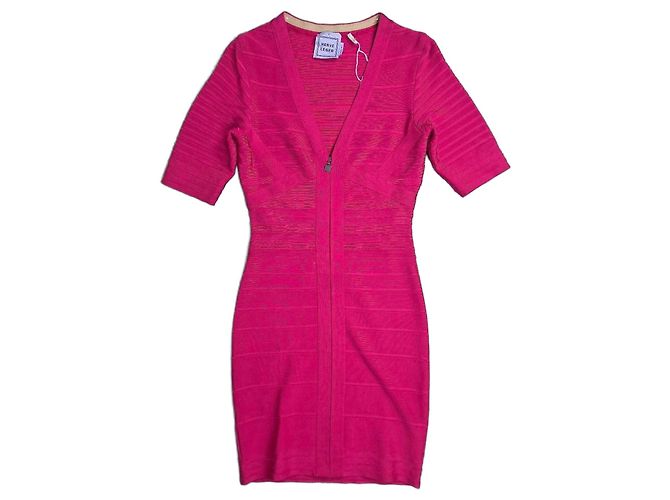 Herve Leger Vestido Bandage Hervé Léger Fuchsia Creme Fuschia