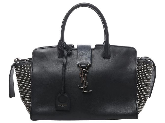 Borsa Saint Laurent Paris Downtown Cabas in pelle e borchie Nera 481909 Nero