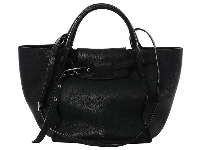 Céline Celine Big Bag Small Sac à main 2Way en cuir Noir