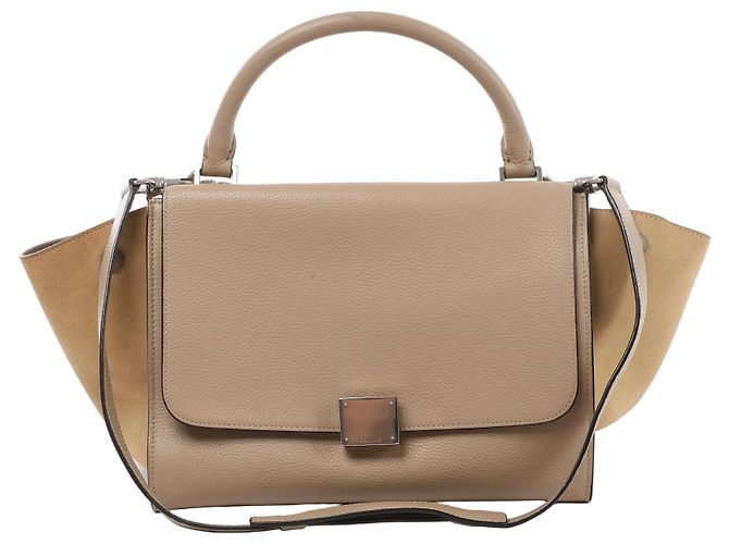 Céline Bolsa de mão 2Way Celine Trapeze em couro Bege