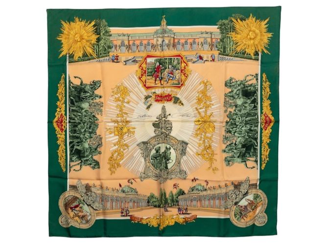 Hermès Pañuelo Hermes Carre 90 Sanssouci Palace Multicolor Verde