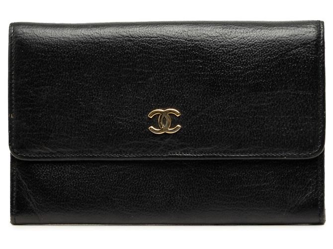 Carteira bi-fold Chanel Coco Mark Preto