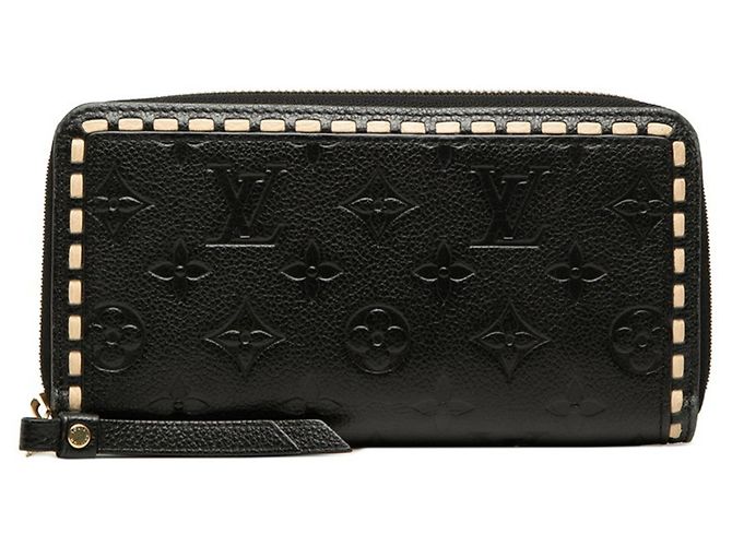 Louis Vuitton Monogram Empreinte Zippy Wallet Black Beige