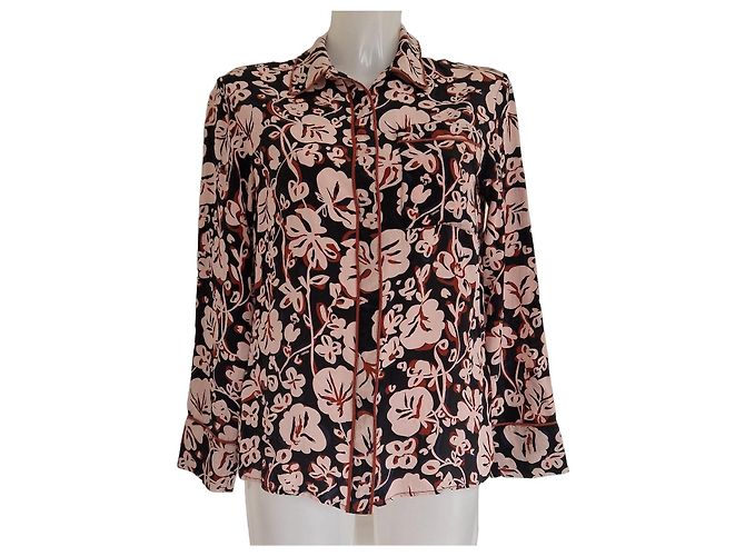 Kenzo Paris Camicia in seta con stampa floreale Nero Rosa