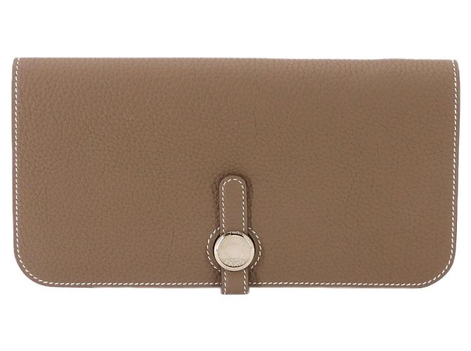 Hermès Cartera larga bi-fold Hermes Dogon Gris pardo