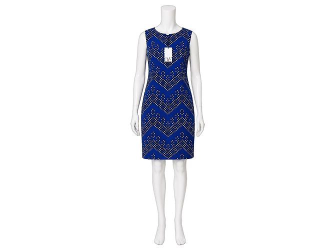 Vestido Diane von Furstenberg Sofia Chevron Dots Blue Preto Branco Azul
