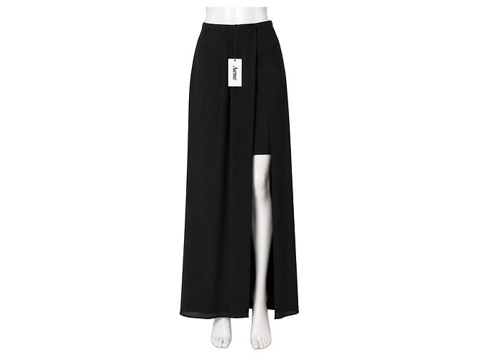 Acne Studios Maxirock aus modernem Krepp mit Schlitz - Schwarz
