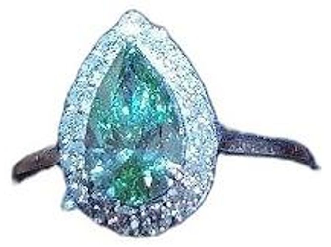 Autre Marque Anello in diamante verde taglio pera in argento