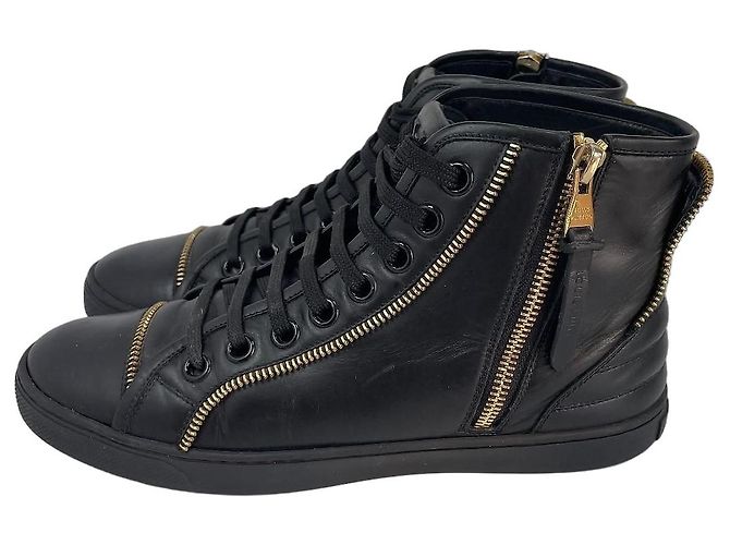 Louis Vuitton Sneakers Alte in Pelle Nera Nero