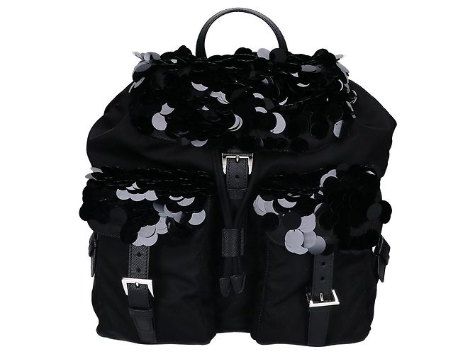 Prada Black Nylon Sequin Backpack
