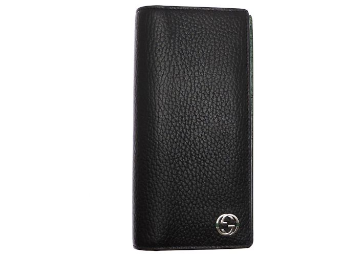 Gucci Interlocking G Black Leather Long Wallet