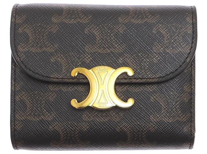 Céline Celine Triomphe Small Flap Wallet Brown